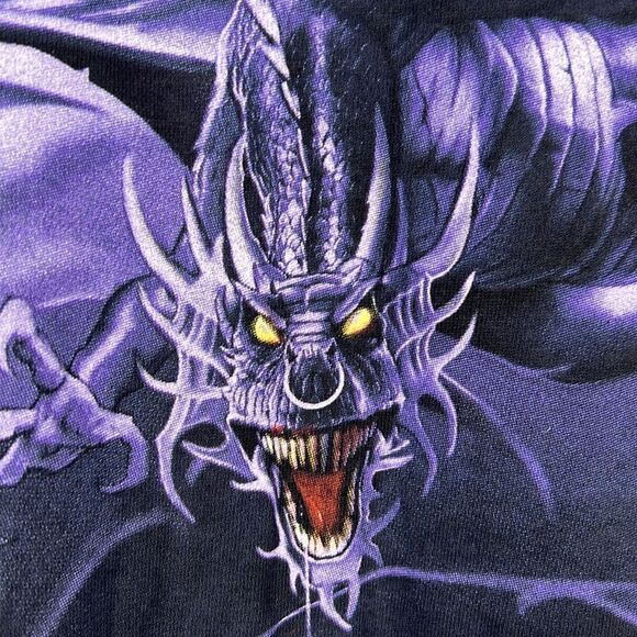 🔥💀 Vintage 2002 LIQUID BLUE Purple  Dragons AOP Horror Tee 3XL - SUPER RARE!! - Picture 3 of 9